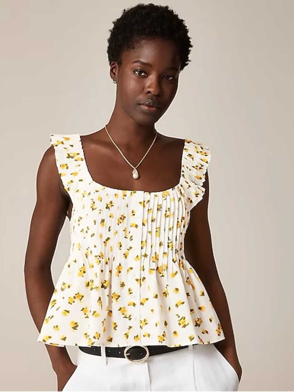 NWOT J. Crew Pintuck peplum top in budding rose print | Size: S - Picture 2 of 6